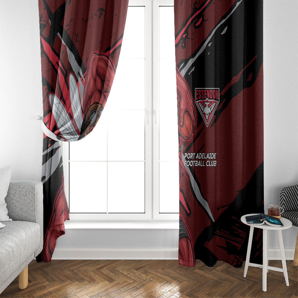 Essendon Football Club Window Curtain Bombers Muscular Mascot Graphic - Abstract Paint Splatter Art