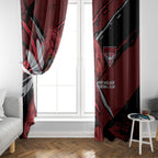 Essendon Football Club Window Curtain Bombers Muscular Mascot Graphic - Abstract Paint Splatter Art