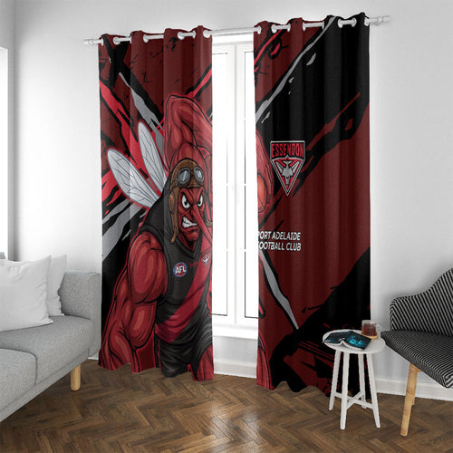 Essendon Football Club Window Curtain Bombers Muscular Mascot Graphic - Abstract Paint Splatter Art