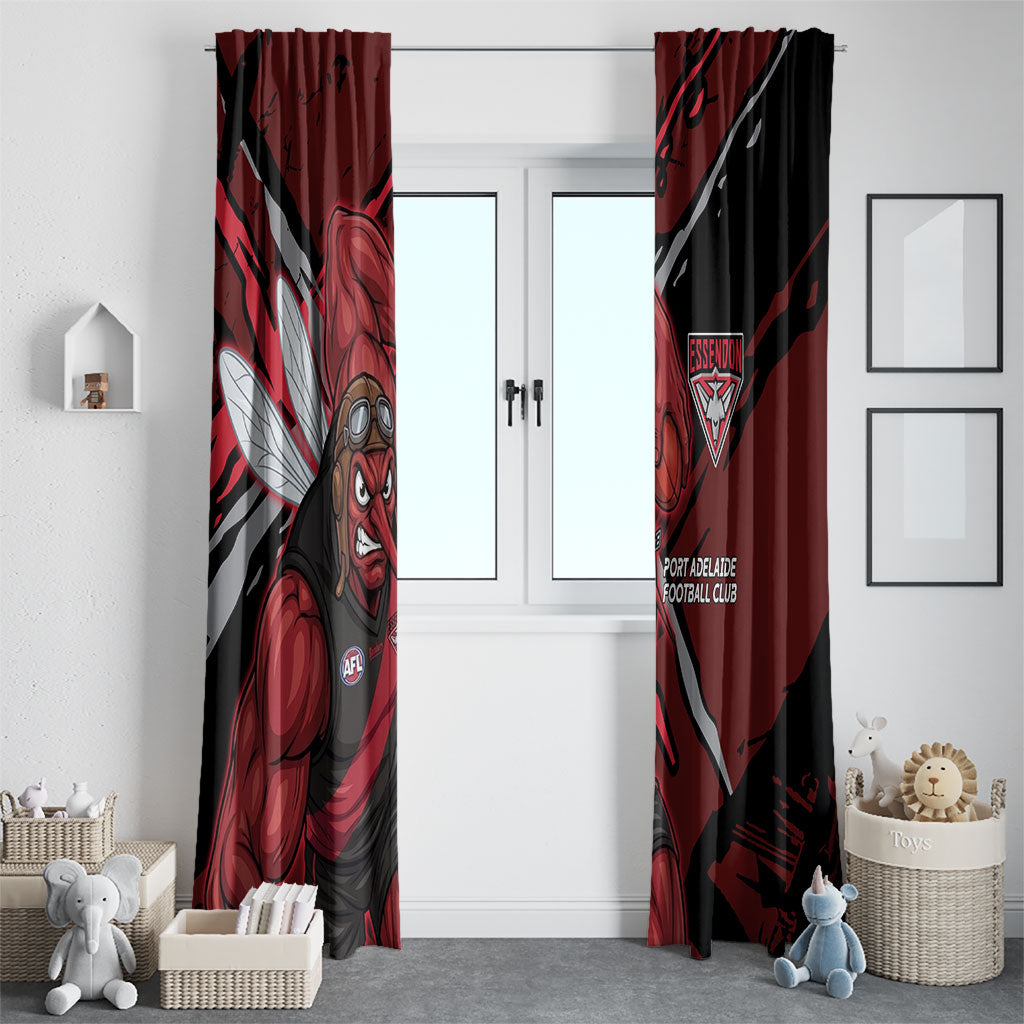 Essendon Football Club Window Curtain Bombers Muscular Mascot Graphic - Abstract Paint Splatter Art
