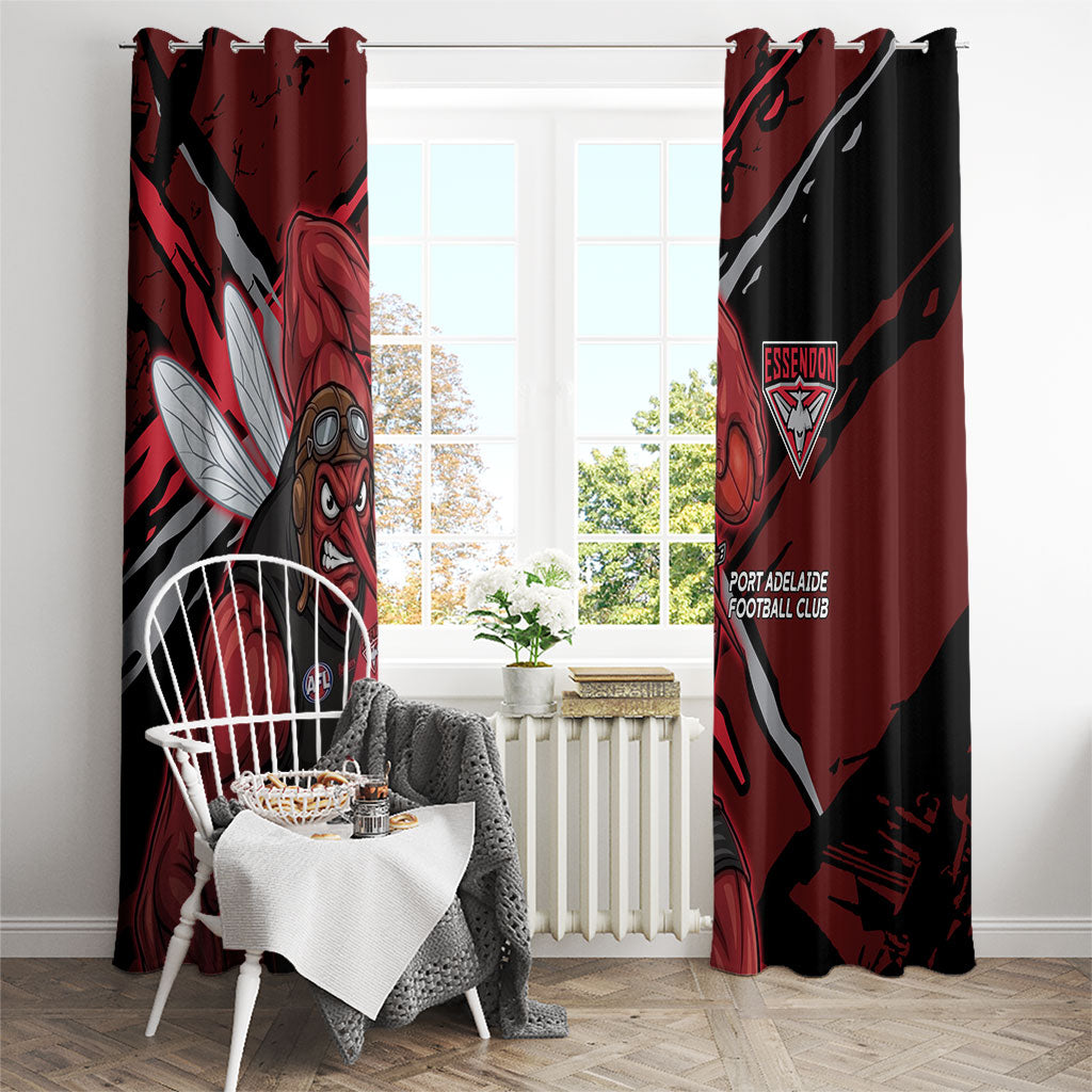 Essendon Football Club Window Curtain Bombers Muscular Mascot Graphic - Abstract Paint Splatter Art
