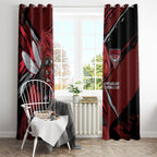 Essendon Football Club Window Curtain Bombers Muscular Mascot Graphic - Abstract Paint Splatter Art
