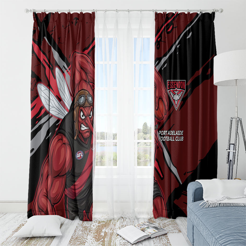 Essendon Football Club Window Curtain Bombers Muscular Mascot Graphic - Abstract Paint Splatter Art