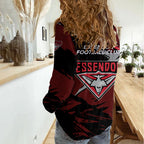 Essendon Football Club Women Casual Shirt Bombers Muscular Mascot Graphic - Abstract Paint Splatter Art
