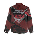 Essendon Football Club Women Casual Shirt Bombers Muscular Mascot Graphic - Abstract Paint Splatter Art