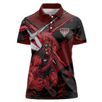 Essendon Football Club Women Polo Shirt Bombers Muscular Mascot Graphic - Abstract Paint Splatter Art