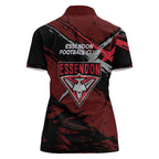 Essendon Football Club Women Polo Shirt Bombers Muscular Mascot Graphic - Abstract Paint Splatter Art