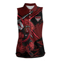Essendon Football Club Women Sleeveless Polo Shirt Bombers Muscular Mascot Graphic - Abstract Paint Splatter Art