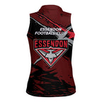 Essendon Football Club Women Sleeveless Polo Shirt Bombers Muscular Mascot Graphic - Abstract Paint Splatter Art
