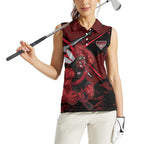 Essendon Football Club Women Sleeveless Polo Shirt Bombers Muscular Mascot Graphic - Abstract Paint Splatter Art