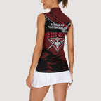Essendon Football Club Women Sleeveless Polo Shirt Bombers Muscular Mascot Graphic - Abstract Paint Splatter Art