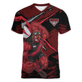 Essendon Football Club Women V-Neck T-Shirt Bombers Muscular Mascot Graphic - Abstract Paint Splatter Art