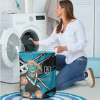 Port Adelaide Football Club Laundry Basket Power Muscular Mascot Graphic - Abstract Paint Splatter Art