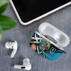 Port Adelaide Football Club AirPods Case Power Muscular Mascot Graphic - Abstract Paint Splatter Art