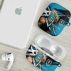 Port Adelaide Football Club AirPods Case Power Muscular Mascot Graphic - Abstract Paint Splatter Art