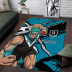 Port Adelaide Football Club Area Rug Power Muscular Mascot Graphic - Abstract Paint Splatter Art