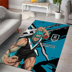 Port Adelaide Football Club Area Rug Power Muscular Mascot Graphic - Abstract Paint Splatter Art