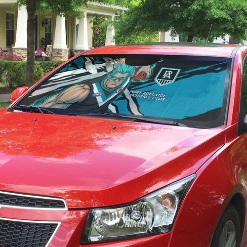 Port Adelaide Football Club Auto Sun Shade Power Muscular Mascot Graphic - Abstract Paint Splatter Art