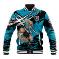 Port Adelaide Football Club Baseball Jacket Power Muscular Mascot Graphic - Abstract Paint Splatter Art