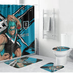 Port Adelaide Football Club Bathroom Set Power Muscular Mascot Graphic - Abstract Paint Splatter Art