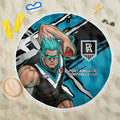 Port Adelaide Football Club Beach Blanket Power Muscular Mascot Graphic - Abstract Paint Splatter Art