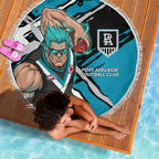 Port Adelaide Football Club Beach Blanket Power Muscular Mascot Graphic - Abstract Paint Splatter Art
