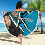 Port Adelaide Football Club Beach Blanket Power Muscular Mascot Graphic - Abstract Paint Splatter Art