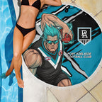 Port Adelaide Football Club Beach Blanket Power Muscular Mascot Graphic - Abstract Paint Splatter Art