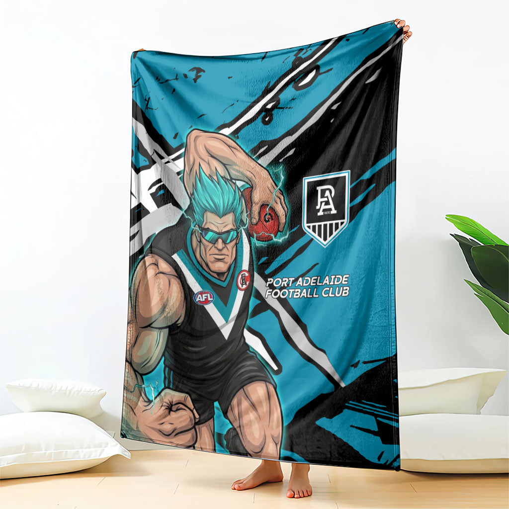 Port Adelaide Football Club Blanket Power Muscular Mascot Graphic - Abstract Paint Splatter Art