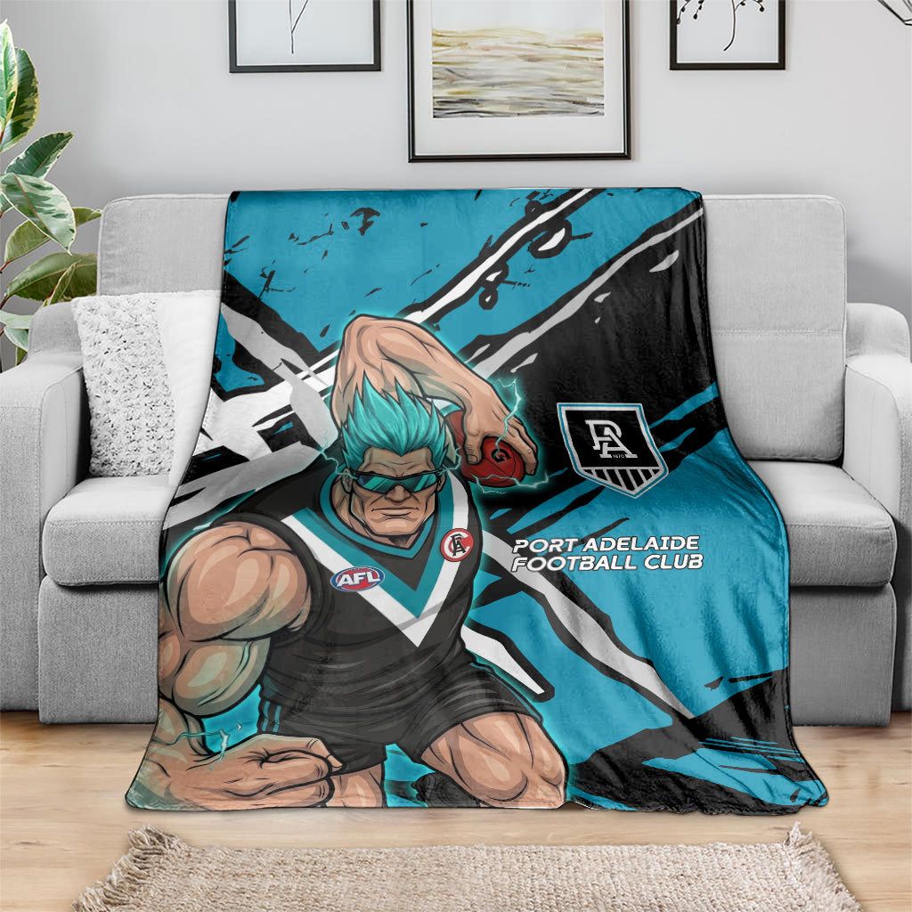 Port Adelaide Football Club Blanket Power Muscular Mascot Graphic - Abstract Paint Splatter Art