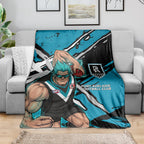 Port Adelaide Football Club Blanket Power Muscular Mascot Graphic - Abstract Paint Splatter Art