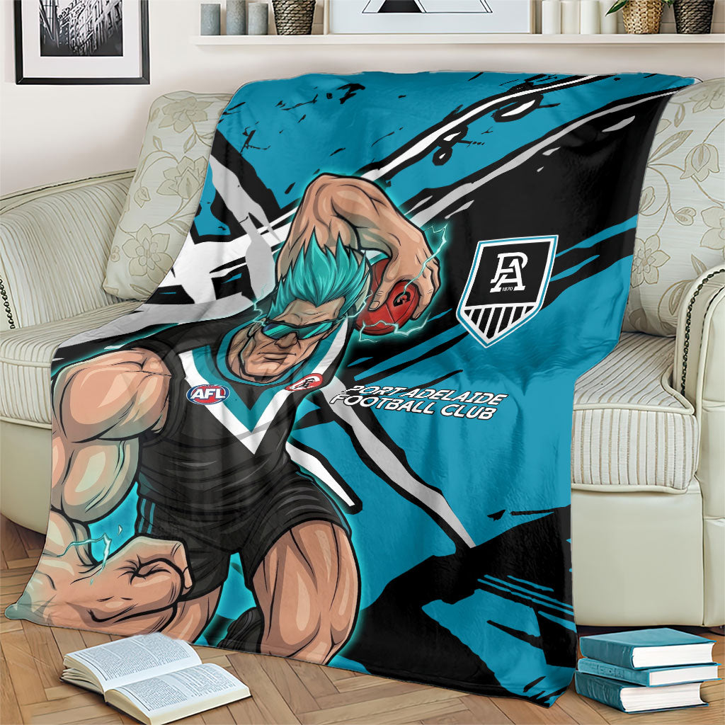 Port Adelaide Football Club Blanket Power Muscular Mascot Graphic - Abstract Paint Splatter Art