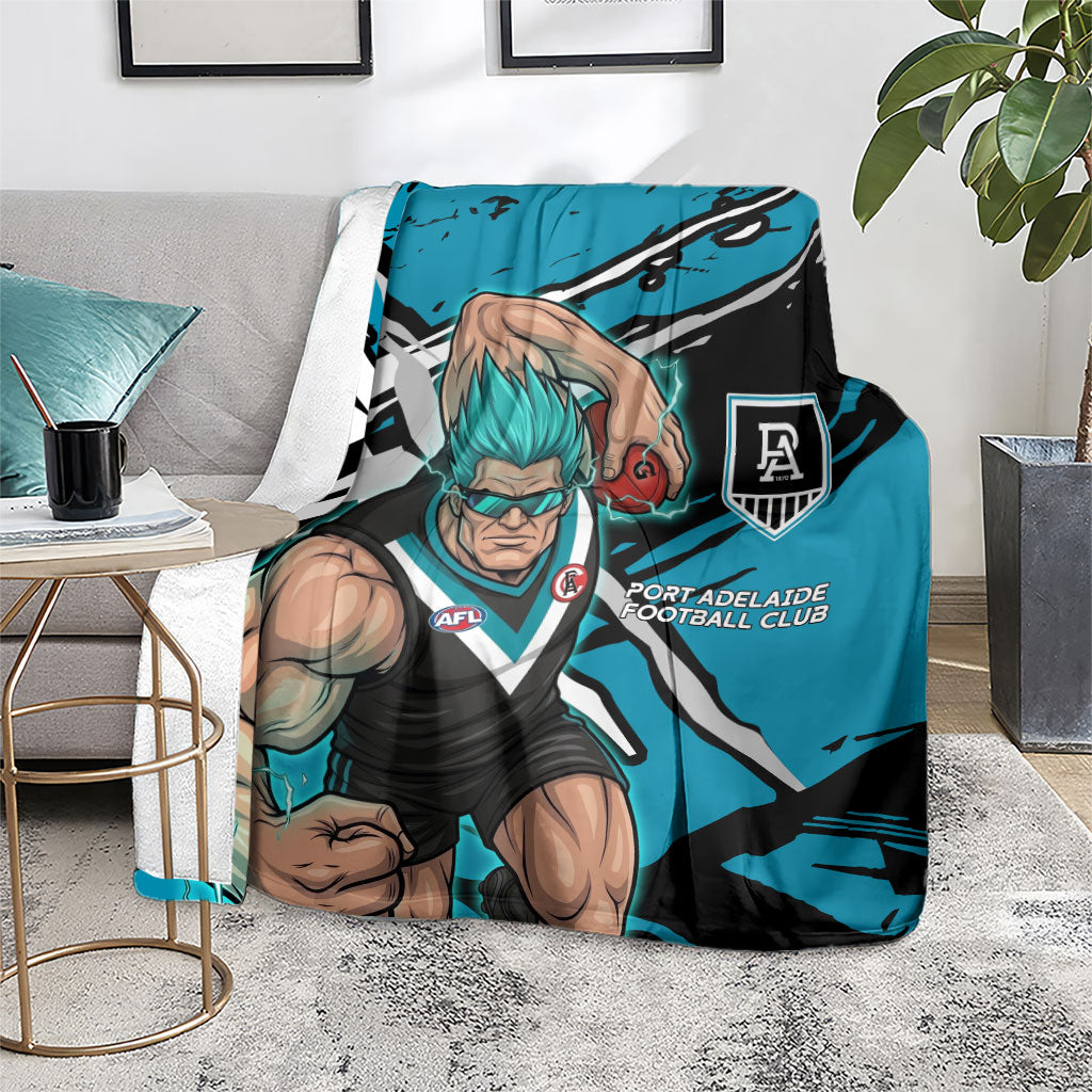 Port Adelaide Football Club Blanket Power Muscular Mascot Graphic - Abstract Paint Splatter Art