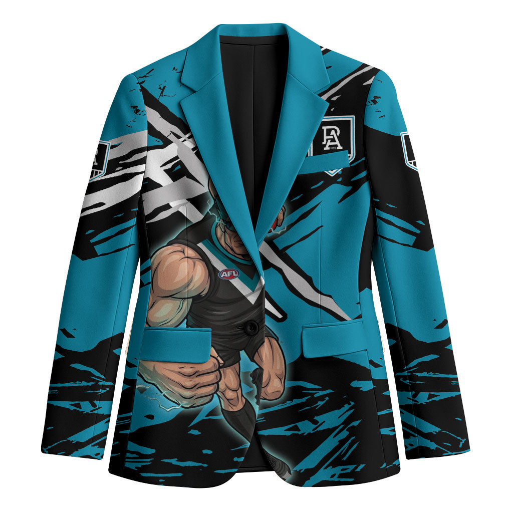 Port Adelaide Football Club Blazer Power Muscular Mascot Graphic - Abstract Paint Splatter Art