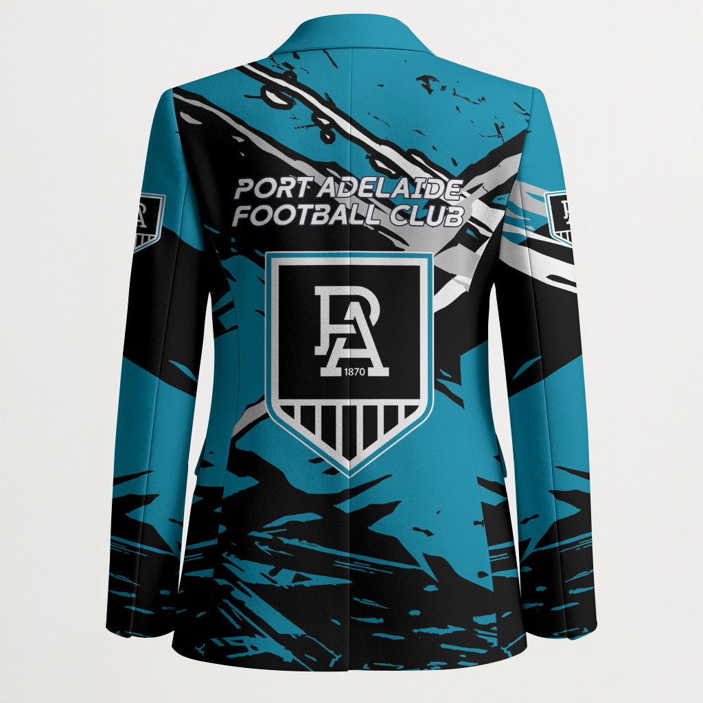 Port Adelaide Football Club Blazer Power Muscular Mascot Graphic - Abstract Paint Splatter Art