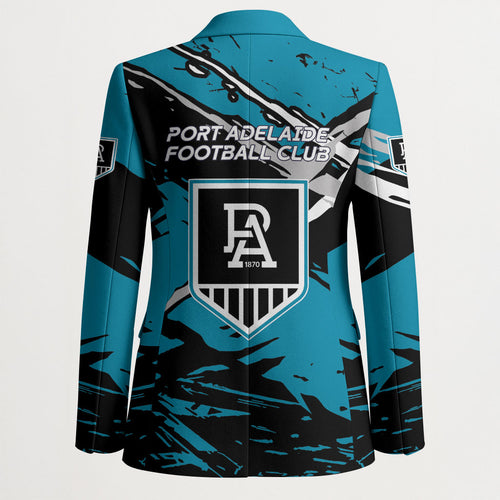 Port Adelaide Football Club Blazer Power Muscular Mascot Graphic - Abstract Paint Splatter Art