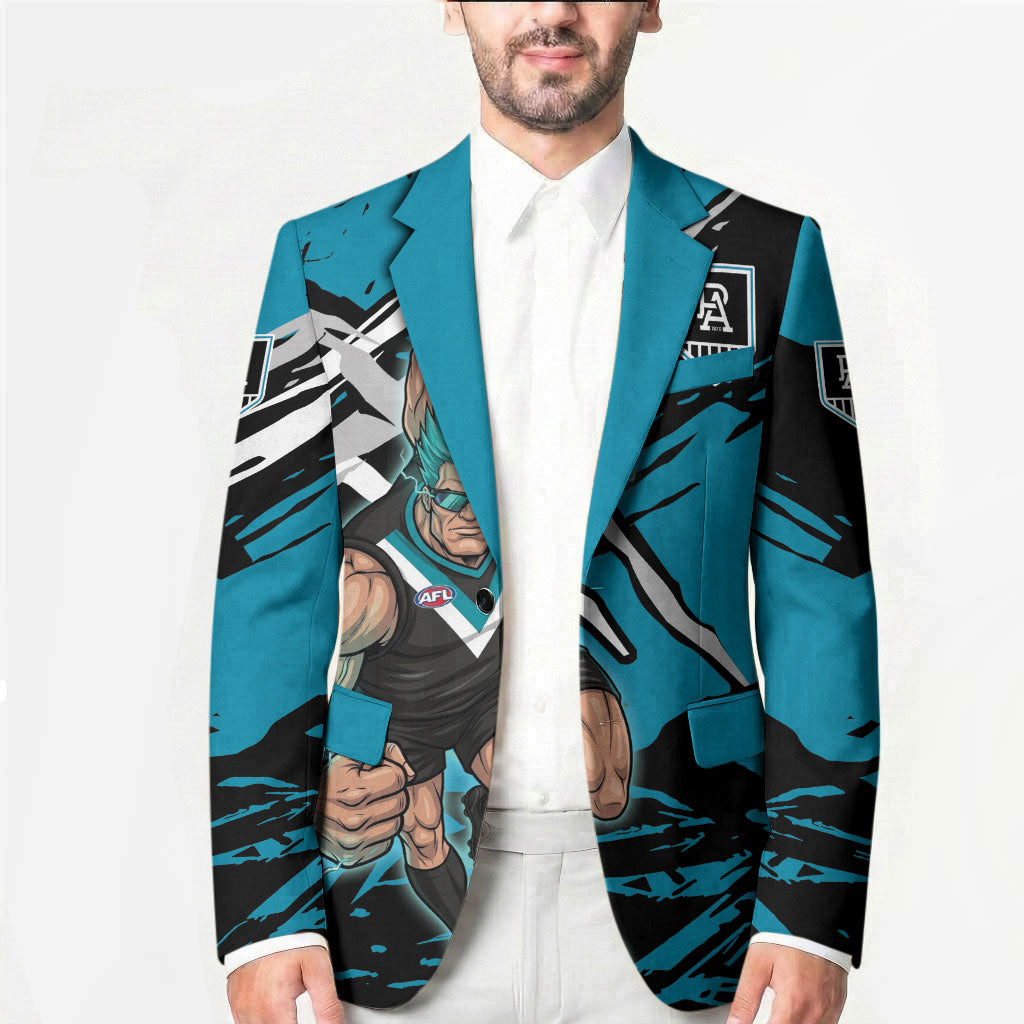 Port Adelaide Football Club Blazer Power Muscular Mascot Graphic - Abstract Paint Splatter Art