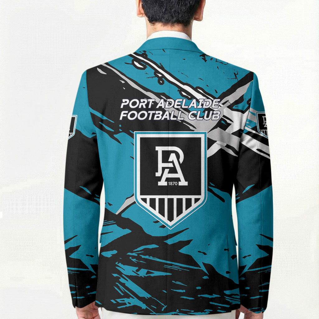 Port Adelaide Football Club Blazer Power Muscular Mascot Graphic - Abstract Paint Splatter Art