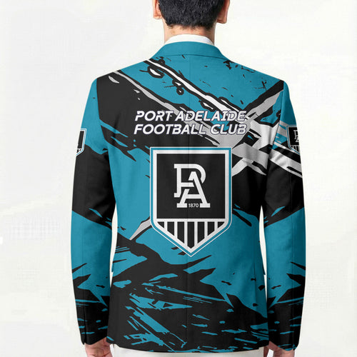Port Adelaide Football Club Blazer Power Muscular Mascot Graphic - Abstract Paint Splatter Art