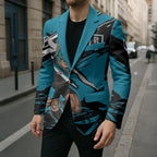 Port Adelaide Football Club Blazer Power Muscular Mascot Graphic - Abstract Paint Splatter Art