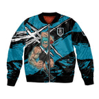 Port Adelaide Football Club Bomber Jacket Power Muscular Mascot Graphic - Abstract Paint Splatter Art