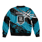 Port Adelaide Football Club Bomber Jacket Power Muscular Mascot Graphic - Abstract Paint Splatter Art