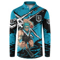 Port Adelaide Football Club Button Sweatshirt Power Muscular Mascot Graphic - Abstract Paint Splatter Art