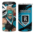 Port Adelaide Football Club 4 in 1 Can Cooler Tumbler Power Muscular Mascot Graphic - Abstract Paint Splatter Art