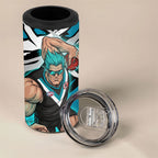 Port Adelaide Football Club 4 in 1 Can Cooler Tumbler Power Muscular Mascot Graphic - Abstract Paint Splatter Art