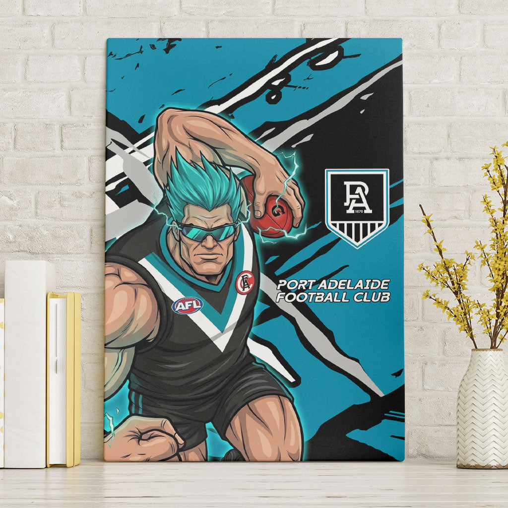 Port Adelaide Football Club Canvas Wall Art Power Muscular Mascot Graphic - Abstract Paint Splatter Art