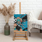 Port Adelaide Football Club Canvas Wall Art Power Muscular Mascot Graphic - Abstract Paint Splatter Art