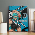 Port Adelaide Football Club Canvas Wall Art Power Muscular Mascot Graphic - Abstract Paint Splatter Art