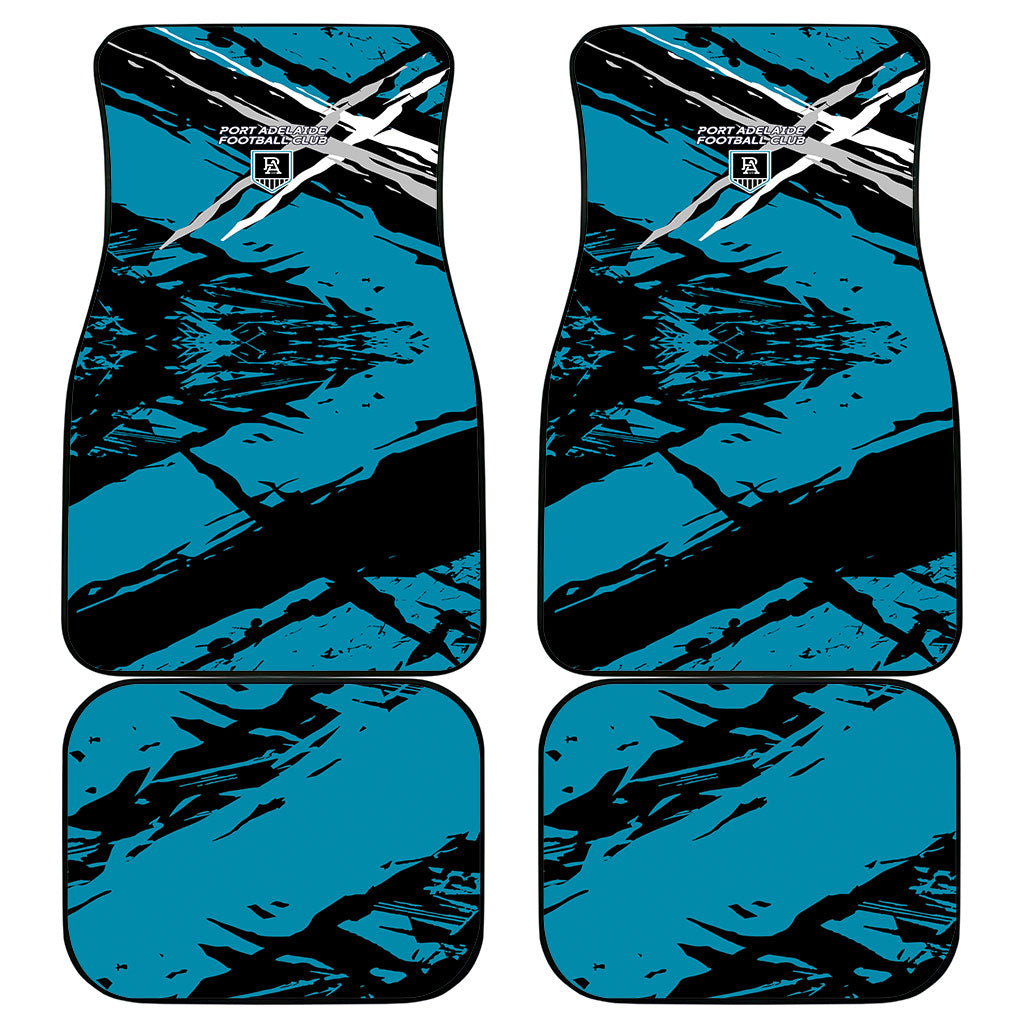 Port Adelaide Football Club Car Mats Power Muscular Mascot Graphic - Abstract Paint Splatter Art