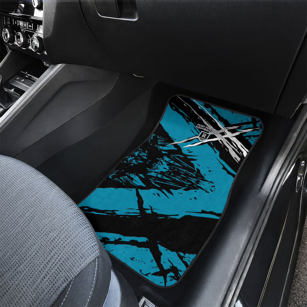 Port Adelaide Football Club Car Mats Power Muscular Mascot Graphic - Abstract Paint Splatter Art